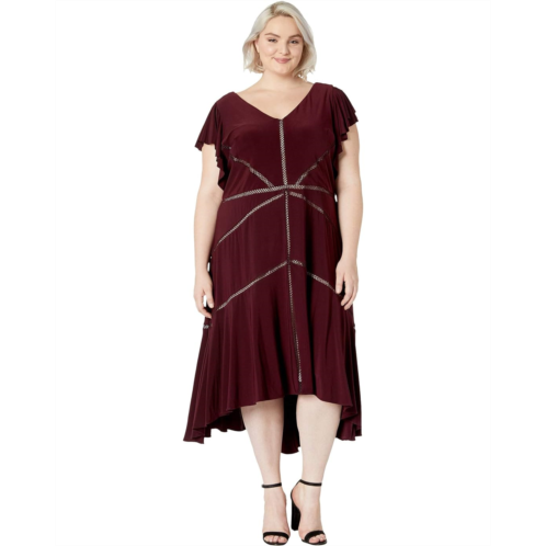 Taylor Plus Size Ruffle Sleeve Solid High-Low Dress
