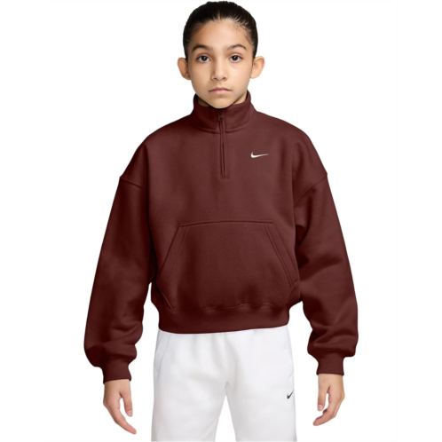 Girls Nike Kids Sportswear Studio Fleece Oversized 1/4 Zip Top (Big Kid)