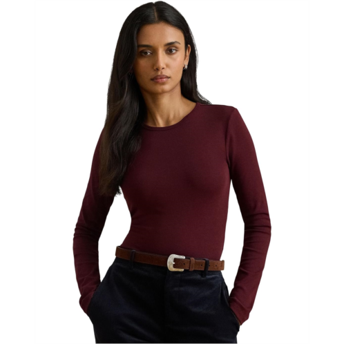 POLO RALPH LAUREN Womens Lauren Ralph Lauren Cotton-Blend Long-Sleeve Top