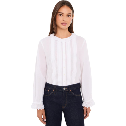 Womens Madewell Ruffled Pintuck High-Neck Top