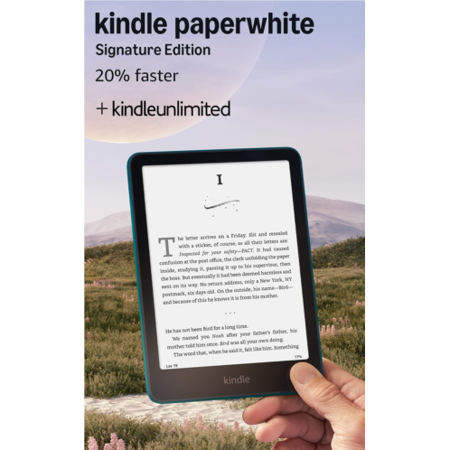 Amazon Kindle Paperwhite Signature Edition 32GB (newest model) - 20% faster with auto-adjusting front light wireless charging and weeks of battery life - Metallic Jade 3 Months