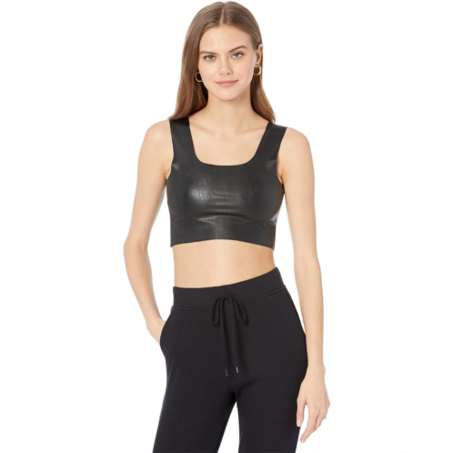 Womens Commando Faux Leather Square Neck Crop Top