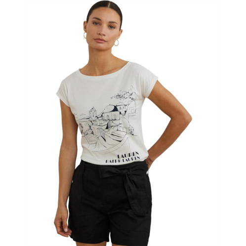 POLO RALPH LAUREN Petite Cotton-Blend Jersey Graphic Tee