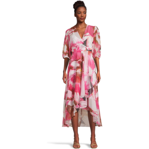 Calvin Klein Chiffon Floral Faux Wrap