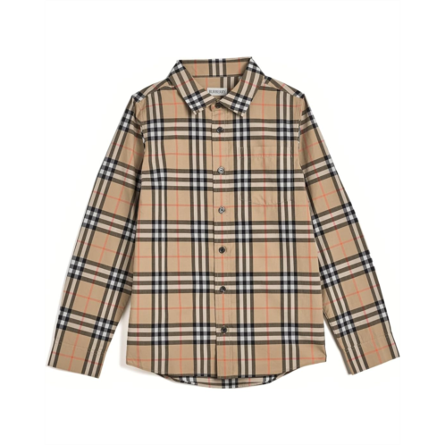 Boys Burberry Kids Owen Check Long Sleeve Shirt (Toddler/Little Kids/Big Kids)