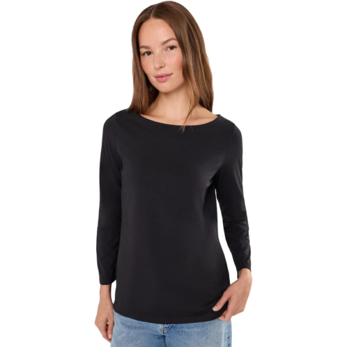 L.L.Bean Womens LLBean Soft Stretch Supima Tee Boatneck Bracelet Sleeve