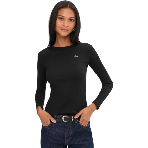 Womens Lacoste Slim Fit Ribbed Cotton T-Shirt