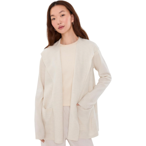 Womens Eileen Fisher Fine Felted Wool Hooded Cardigan