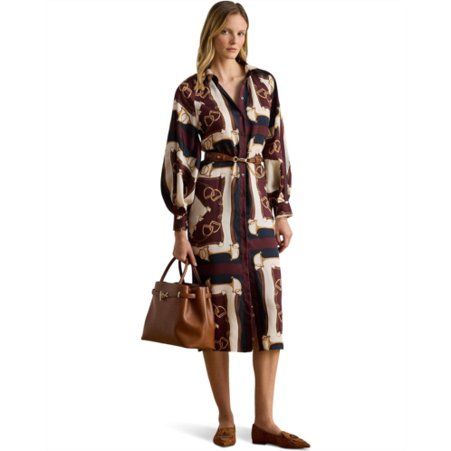 POLO RALPH LAUREN Womens Lauren Ralph Lauren Equestrian-Print Twill Midi Shirtdress
