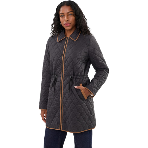 Womens Liverpool Los Angeles Zip Front Quilted Coat with Cinched Waist