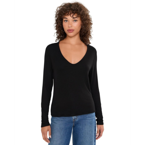 Womens Michael Stars Liv Clean V-Neck Long Sleeve Tee