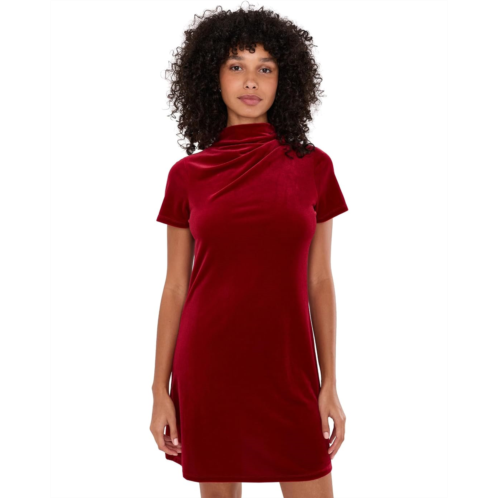 Womens CeCe Velvet Cowl Neck Short Sleeve Mini Dress