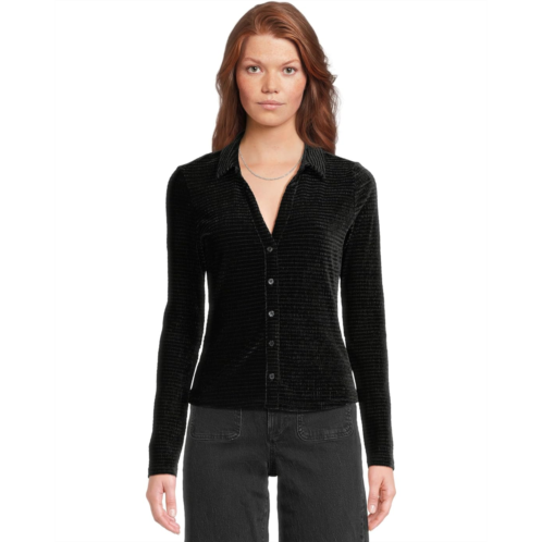 Sanctuary Textured Velvet Button Up