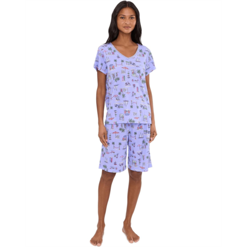 Karen Neuburger Petite V-Neck Tee & Bermuda Shorts Pajama Set