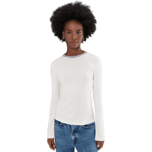Womens Vince Heather Tipped Long Sleeve Crew