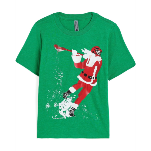 Boys ChalkTalk SPORTS Guys Lacrosse Short Sleeve T-Shirt - Santa Laxer (Little Kid/Big Kid)
