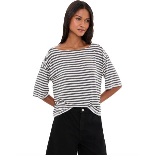Womens Mod-o-doc Elbow Sleeve Striped Crop Top