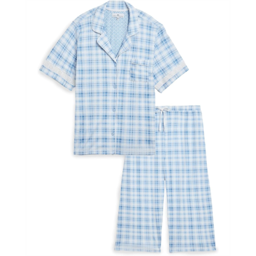 Womens Karen Neuburger Plus Size Notch Collar Top & Capri Pajama Set