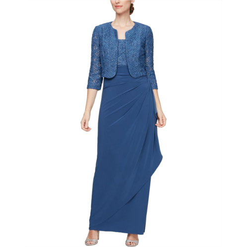 Womens Alex Evenings Long Empire Waist Bolero Jacket Dress