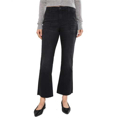 Womens KUT from the Kloth Kelsey High-Rise Ankle Flare Porkchop Pockets in Portrait/Black Base