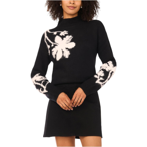 Vince Camuto Mock Neck With Floral Motif
