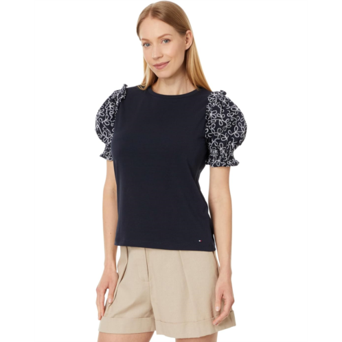 Tommy Hilfiger Short Sleeve Mixed Media Top