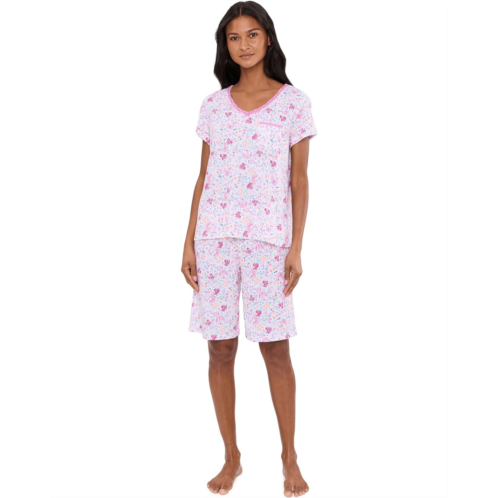 Karen Neuburger Petite V-Neck Tee & Bermuda Shorts Pajama Set