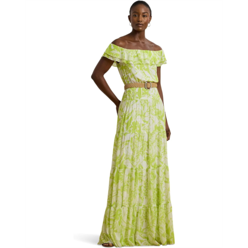 POLO Ralph Lauren Womens Lauren Ralph Lauren Floral Georgette Off-The-Shoulder Gown
