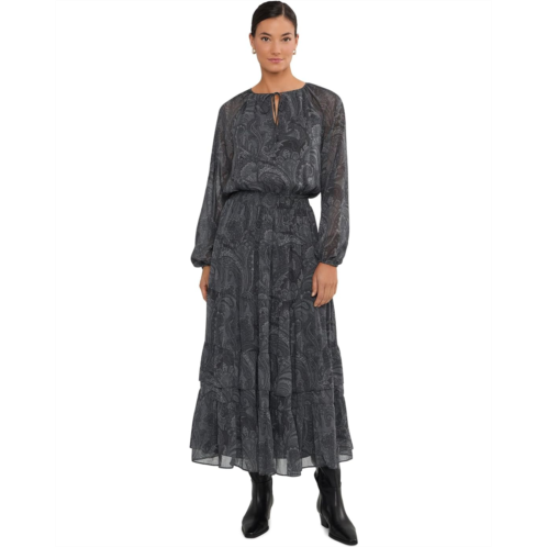 POLO Ralph Lauren Womens Lauren Ralph Lauren Paisley Crinkle Georgette Tiered Dress