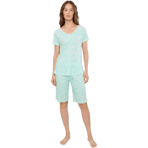 Womens Karen Neuburger Short Sleeve Henley Bermuda Shorts Pajama Set