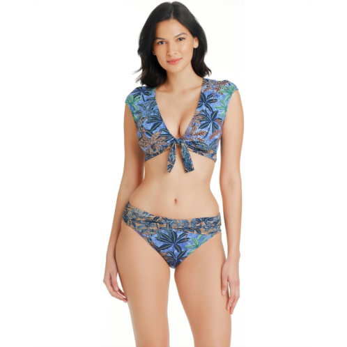 Bleu Rod Beattie By the Sea Tie Front Cap Sleeve Top