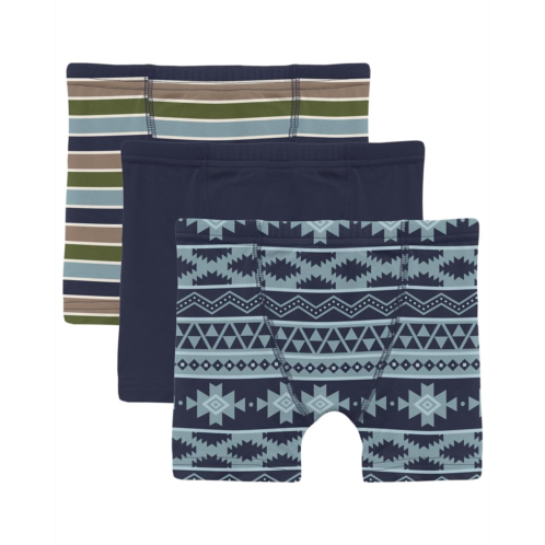 Kickee Pants Kids Print Boxer Brief Set of 3 (Toddler/Little Kid/Big Kid)