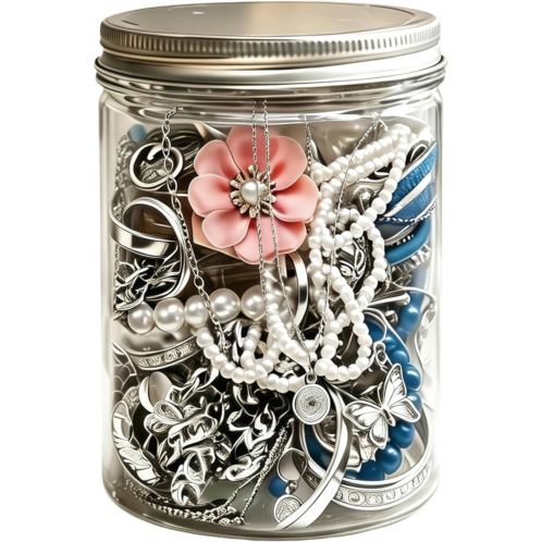 Mystery Jewelry Jar 40-45 Piece Surprise Gift Box for Women Assorted Necklaces Earrings Rings Bracelets Vintage Mixed Jewelry Set Unique Birthday Present