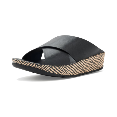 Womens FitFlop Lulu Lux Graphic-weave Leather Cross Slides