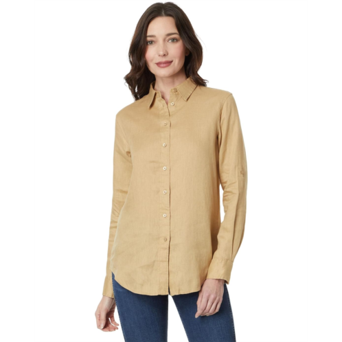 POLO Ralph Lauren Womens Lauren Ralph Lauren Petite Linen Roll Tab Sleeve Shirt