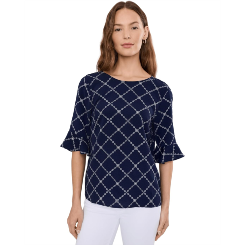 CeCe Elbow Ruffle Cuff Crew Neck Top