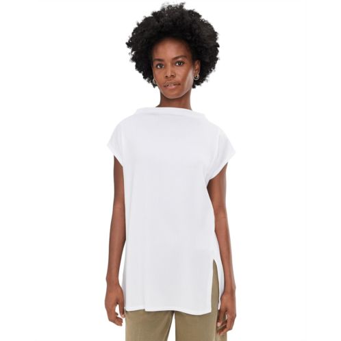 Womens Eileen Fisher Ribbed Knit Funnel Neck Tunic