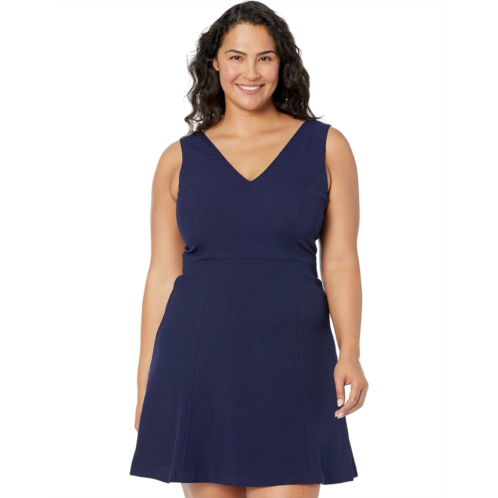 Vince Camuto Pixie Crepe V-Neck Fit-and-Flare with Self Belt At Back Waist