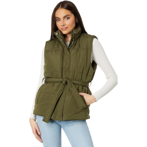 Blank NYC Nylon & Faux Sherpa Quilted Vest with Self Belt