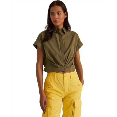 POLO RALPH LAUREN Twist-Front Cotton Broadcloth Shirt