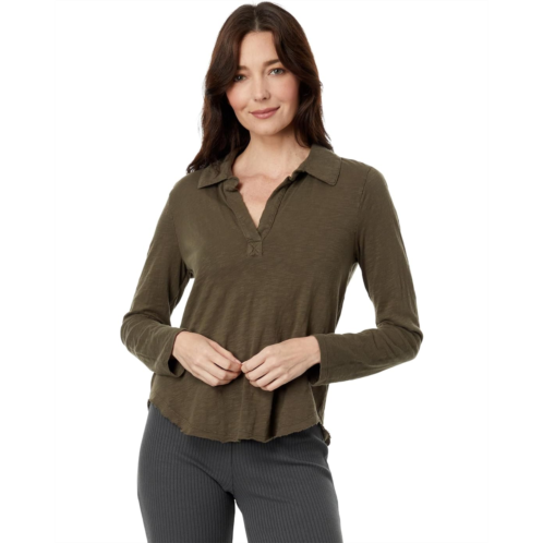 Mod-o-doc Slub Jersey Long Sleeve Easy Polo Tee