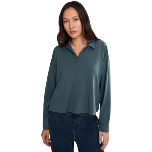 Eileen Fisher Petite Stretch Jersey Knit Boxy Henley Top
