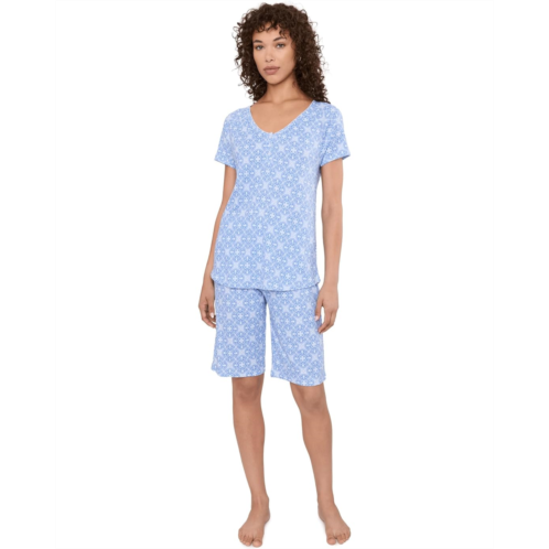 Womens Karen Neuburger Short Sleeve Henley Bermuda Shorts Pajama Set