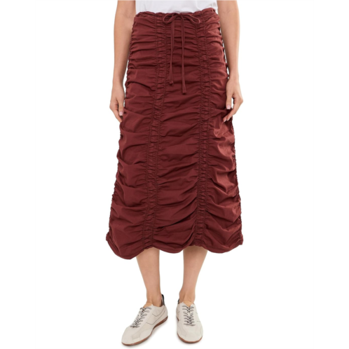 Womens XCVI Stretch Poplin Double Shirred Panel Skirt