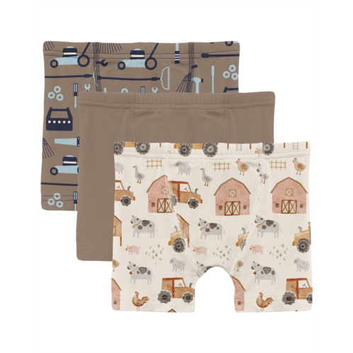 Kickee Pants Kids Print Boxer Brief Set of 3 (Toddler/Little Kid/Big Kid)