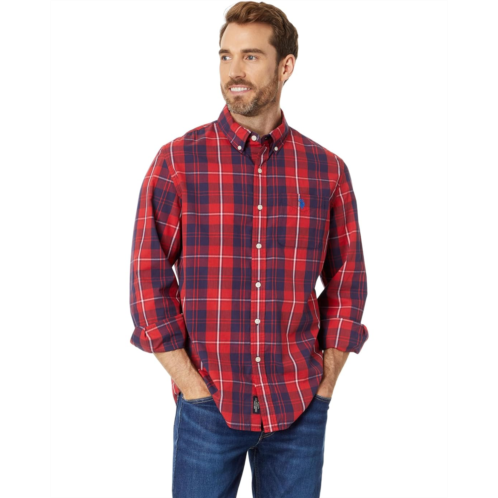 U.S. POLO ASSN. Long Sleeve Yarn-Dye Poplin Large Plaid Woven Shirt