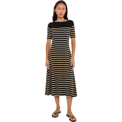 POLO RALPH LAUREN Petite Breton-Stripe Cotton Ribbed Midi Dress