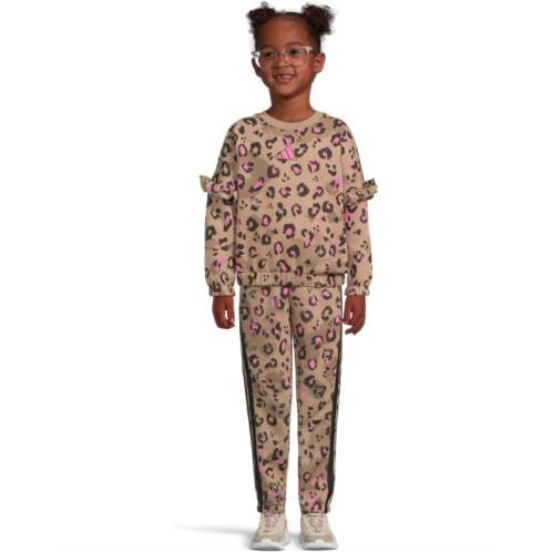 Adidas Kids Aop Flutter Sleeve Pullover Jogger Set (Toddler/Little Kid)