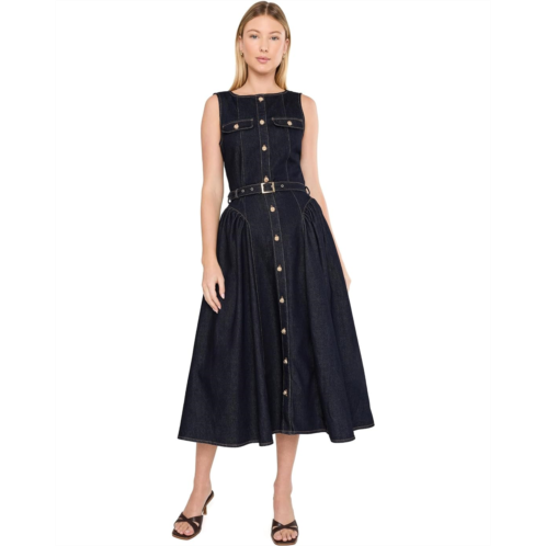 Womens Avec Les Filles Sleeveless Denim Midi Dress