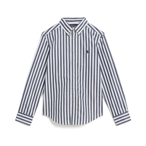Boys Polo Ralph Lauren Kids Striped Cotton Poplin Shirt (Big Kid)